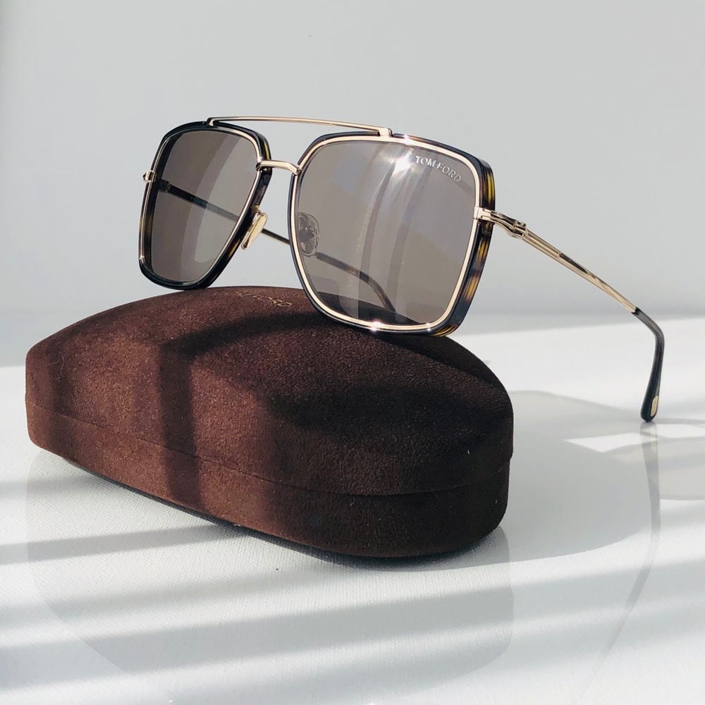 New TOM FORD Lionel Square Havana Brown Sunglasses - Picture 3 of 16